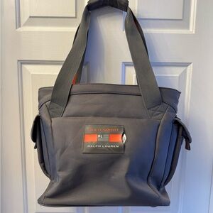 Vintage Polo Sport by Ralph Lauren Tote Bag Gray Orange Nylon w/Pockets